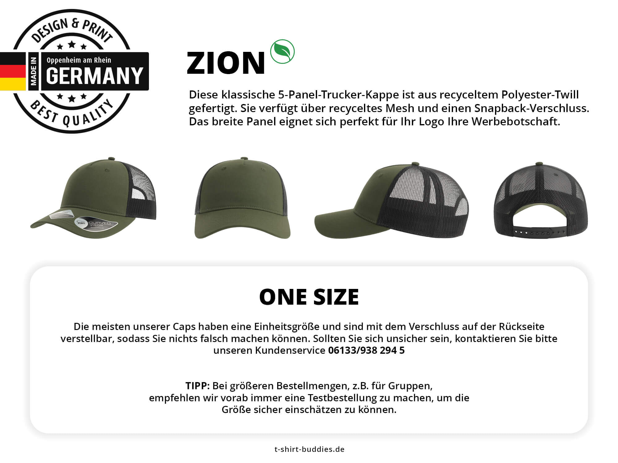 Caps mit Logo-Druck per Express-Druck möglich!